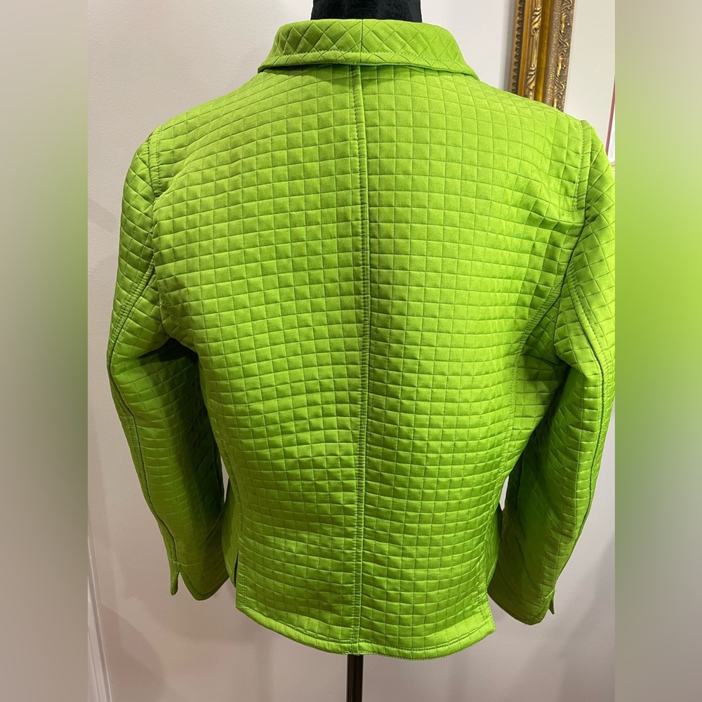 Harve Bernard Green Quilted Women's Jacket size 12 vintage 1990s open no closure - Picture 5 of 11